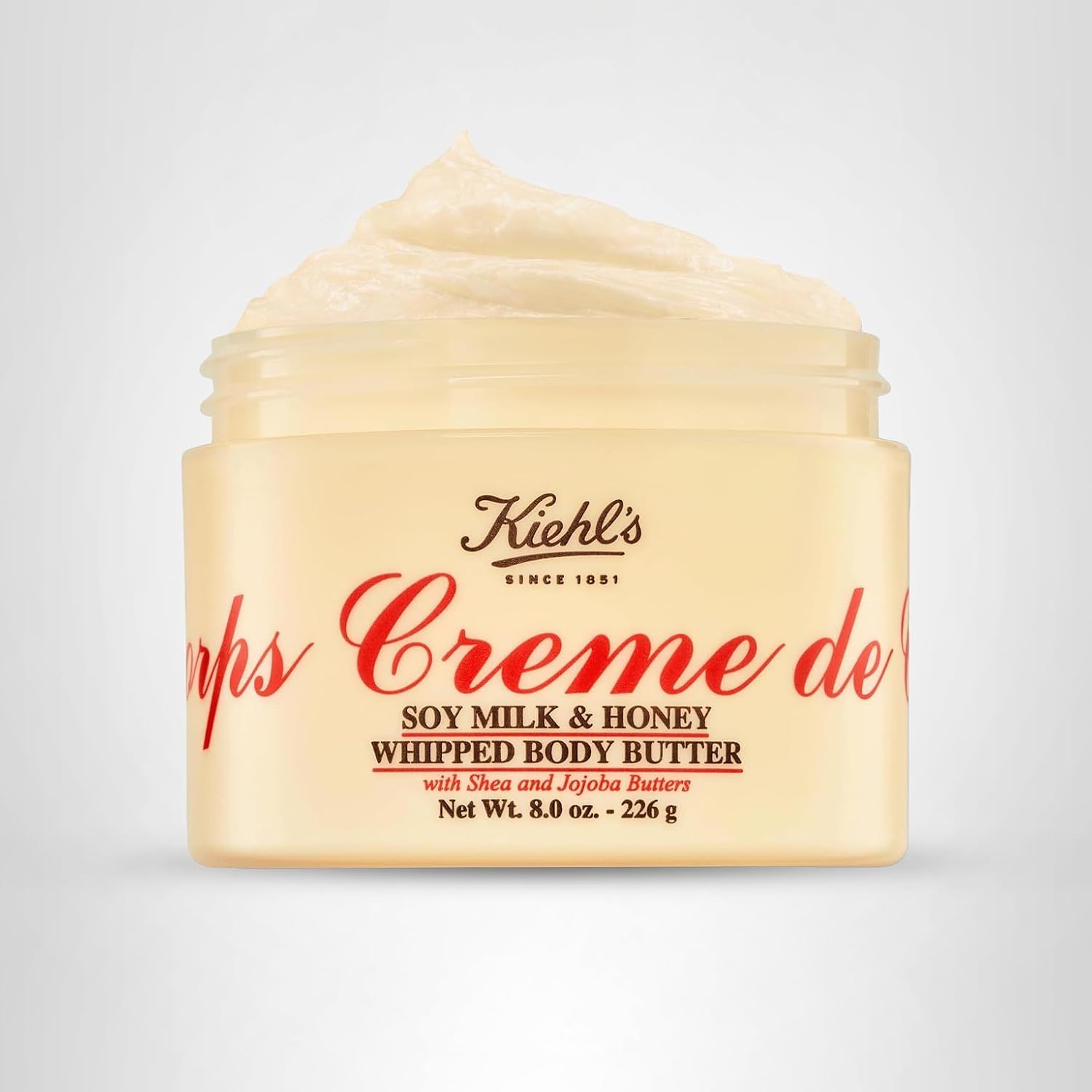 Kiehl'S Creme De Corps Whipped Body Butter, Gentle Body Lotion That Nurtures And Moisturizes The Skin, Infused With Soy Milk And Honey, Provides Rich 24-Hour Hydration, For All Skin Types - 8 Oz