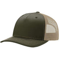 Printed Five-Panel Trucker Cap by Cotton Paperie Army Olive Green/ Tan