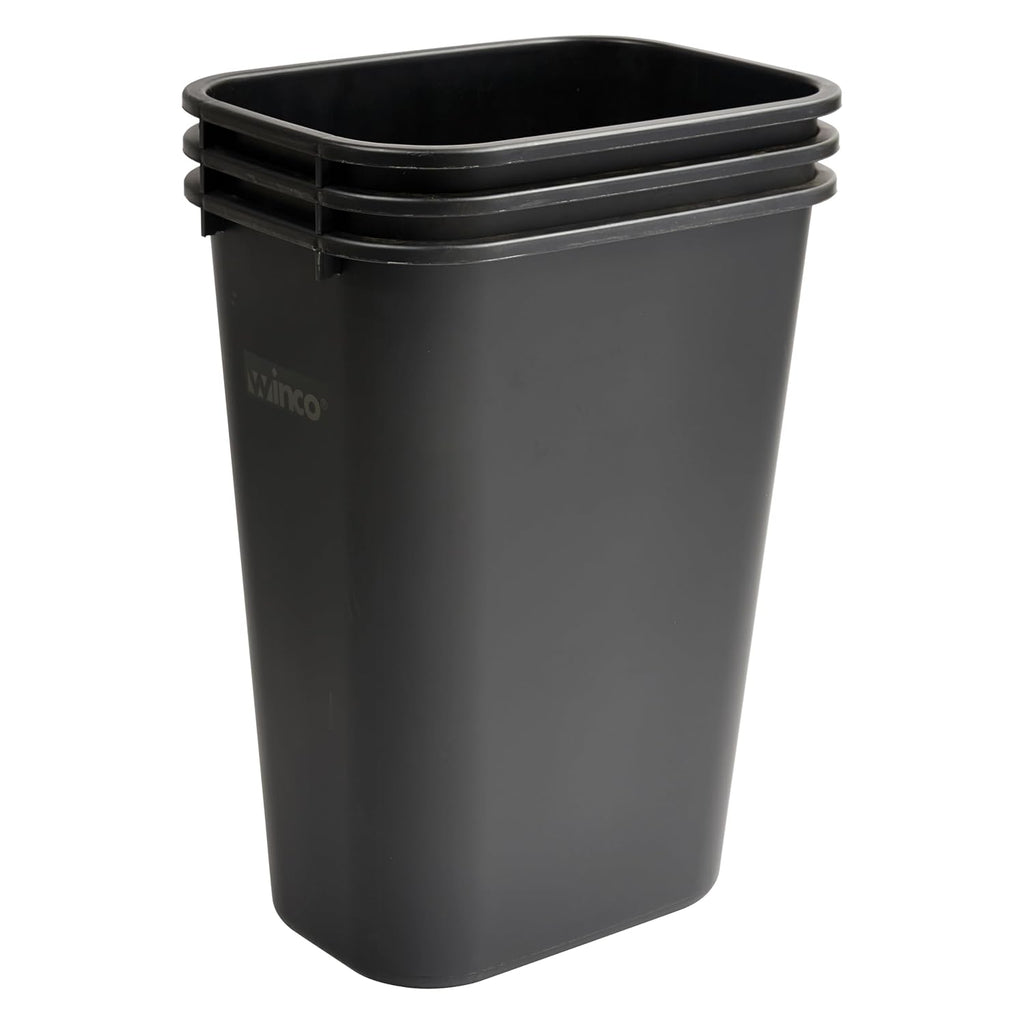 Winco Waste Basket For Home And Office, 10 Gallon, Black