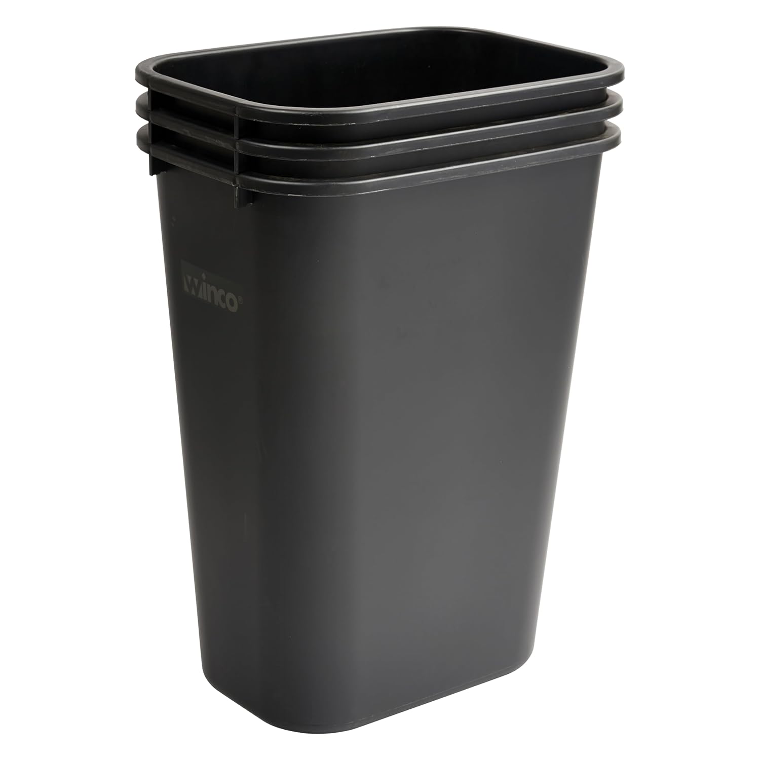 Winco Waste Basket For Home And Office, 10 Gallon, Black