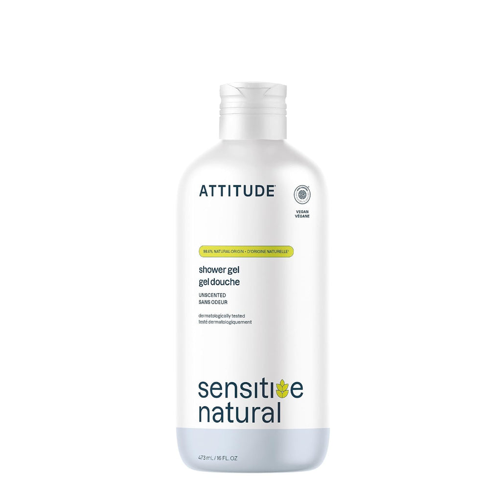 Attitude Body Wash For Sensitive Skin With Oat, Ewg Verified, Dermatologically Tested, Vegan, Extra Gentle, Unscented, 16 Fl Oz