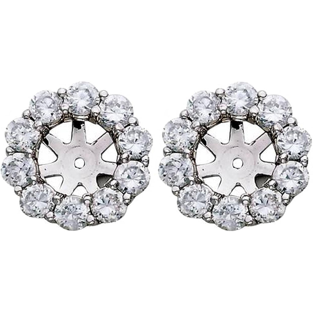 Pompeii 1 1/2ct Diamond Halo Earring Studs Jackets 14k White Gold (6-6.7mm)