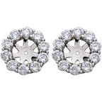 Pompeii 1 1/2ct Diamond Halo Earring Studs Jackets 14k White Gold (6-6.7mm)