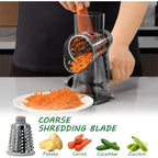 Cheese Grater Hand Crank Rotary Vegetables Shredder With Handle | 3-In-1 Graters, Interchangeable Blades, Non-Slip Base, Multifunctional Slicer