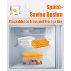 Brigii Ice Cube Tray With Lid & Storage Bin, 56 Cubes Ice Mold With Easy-Release Silicone Bottom, Stackable Ice Trays For Freezer, Bpa Free,For Cocktails, Whiskey, Coffee & Drinks