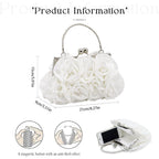 Women Evening Clutch Bag Floral Satin Small Purses With Detachable Strap For Wedding, Party, Prom