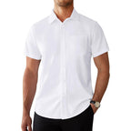 Alimens & Gentle Mens Dress Shirts Short Sleeve Wrinkle Free Stretch Regular Fit Formal Casual Button Down Shirt With Pocket