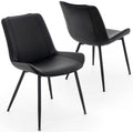 Dining Chairs Set Of 2, Pu Leather Modern Armless Kitchen Dining Room Chairs, Upholstered Accent Side Chairs With Metal Legs (Black)