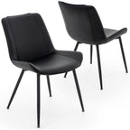 Dining Chairs Set Of 2, Pu Leather Modern Armless Kitchen Dining Room Chairs, Upholstered Accent Side Chairs With Metal Legs (Black)