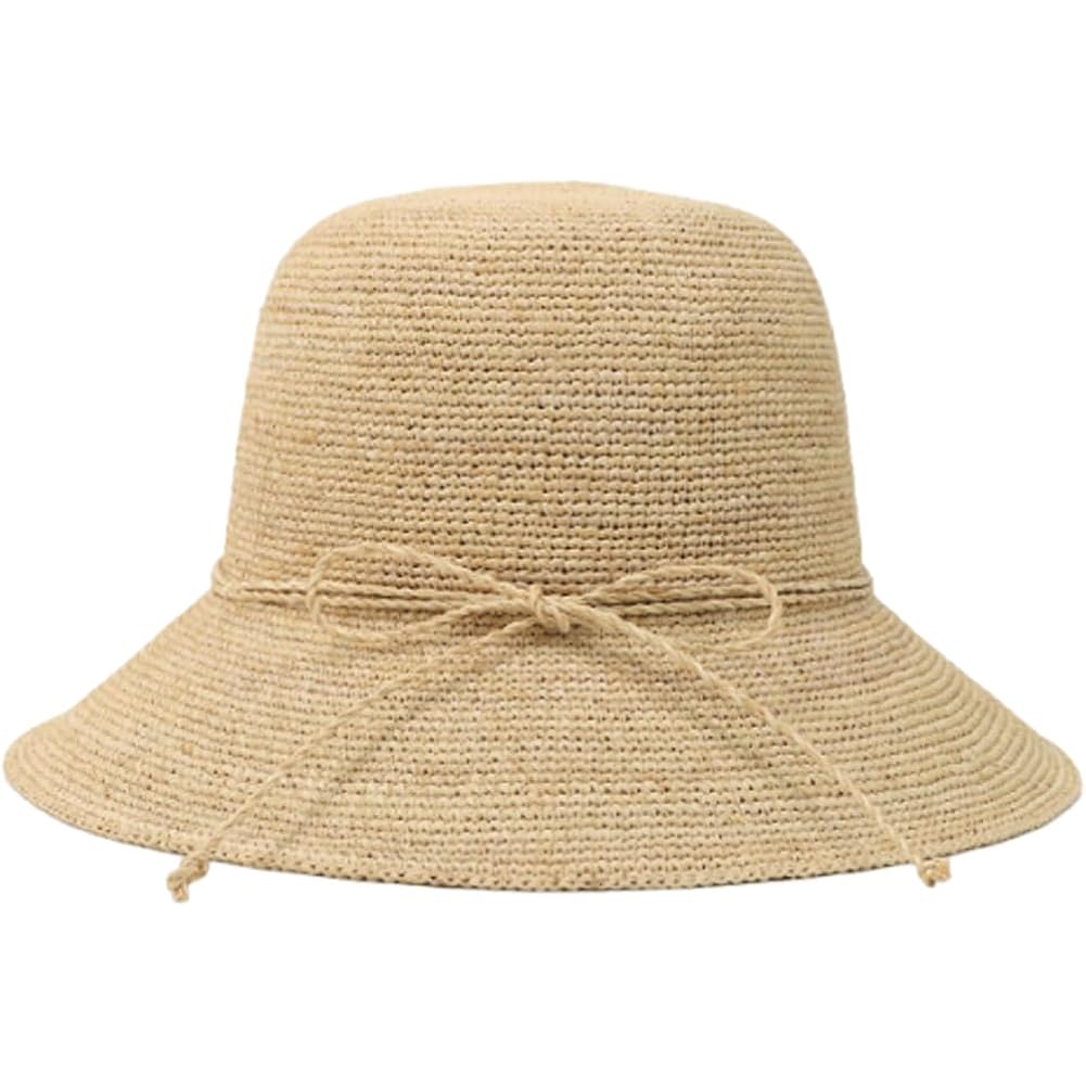 Women'S Raffia Straw Hat Summer Beach Bucket Hat Handmade Natural Raffia Woven Sun Hats Foldable Floppy Cap