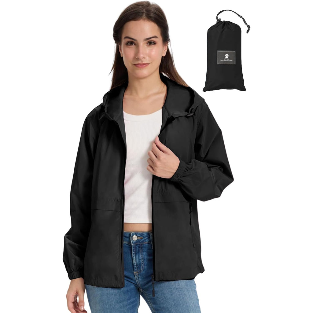 Saphirose Lightweight Rain Jacket Women Waterproof Raincoat Packable | Raincoat, Rain Coat, Windbreaker, Zip Pockets, Drawstring Hem, Hiking, Camping, Travel, Ultra-Portable