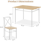 Vecelo 5-Piece Dining Table Set For 4, Wood Dinette With Chairs, Natural | Space-Saving, For Kitchen