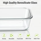 Dealusy 10 Sets (20-Piece) 36 Oz & 12 Oz Glass Food Storage Containers With Lids, Airtight Leak-Proof Glass Meal Prep Containers With Lids, Microwave Oven Freezer Dishwasher Safe, Gray
