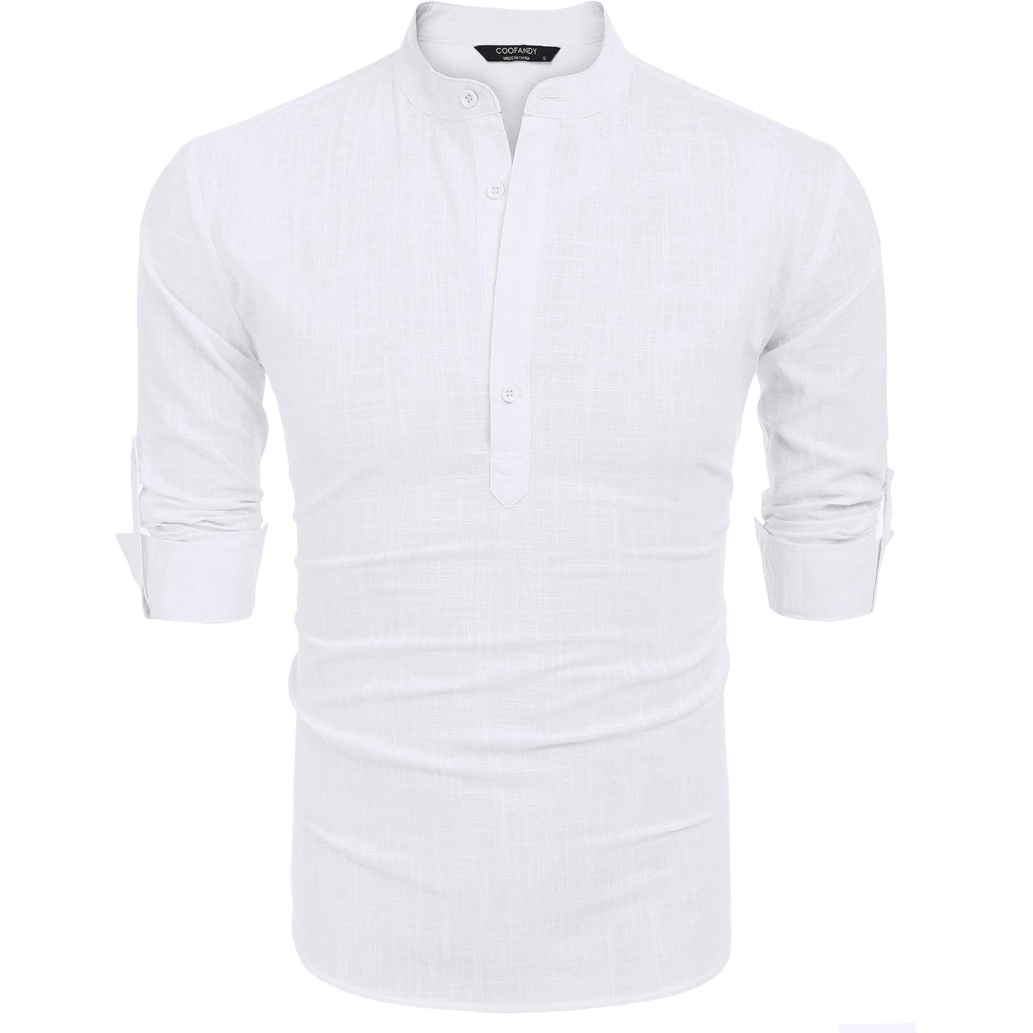 Coofandy Men'S Cotton Linen Henley T-Shirt Long Sleeve Hippie Casual Beach T-Shirts