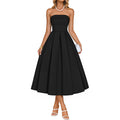 Zesica Women'S Summer Strapless Cocktail Dresses 2026 Elegant Off Shoulder Flowy A Line Wedding Guest Party Midi Dress