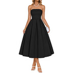 Zesica Women'S Summer Strapless Cocktail Dresses 2026 Elegant Off Shoulder Flowy A Line Wedding Guest Party Midi Dress