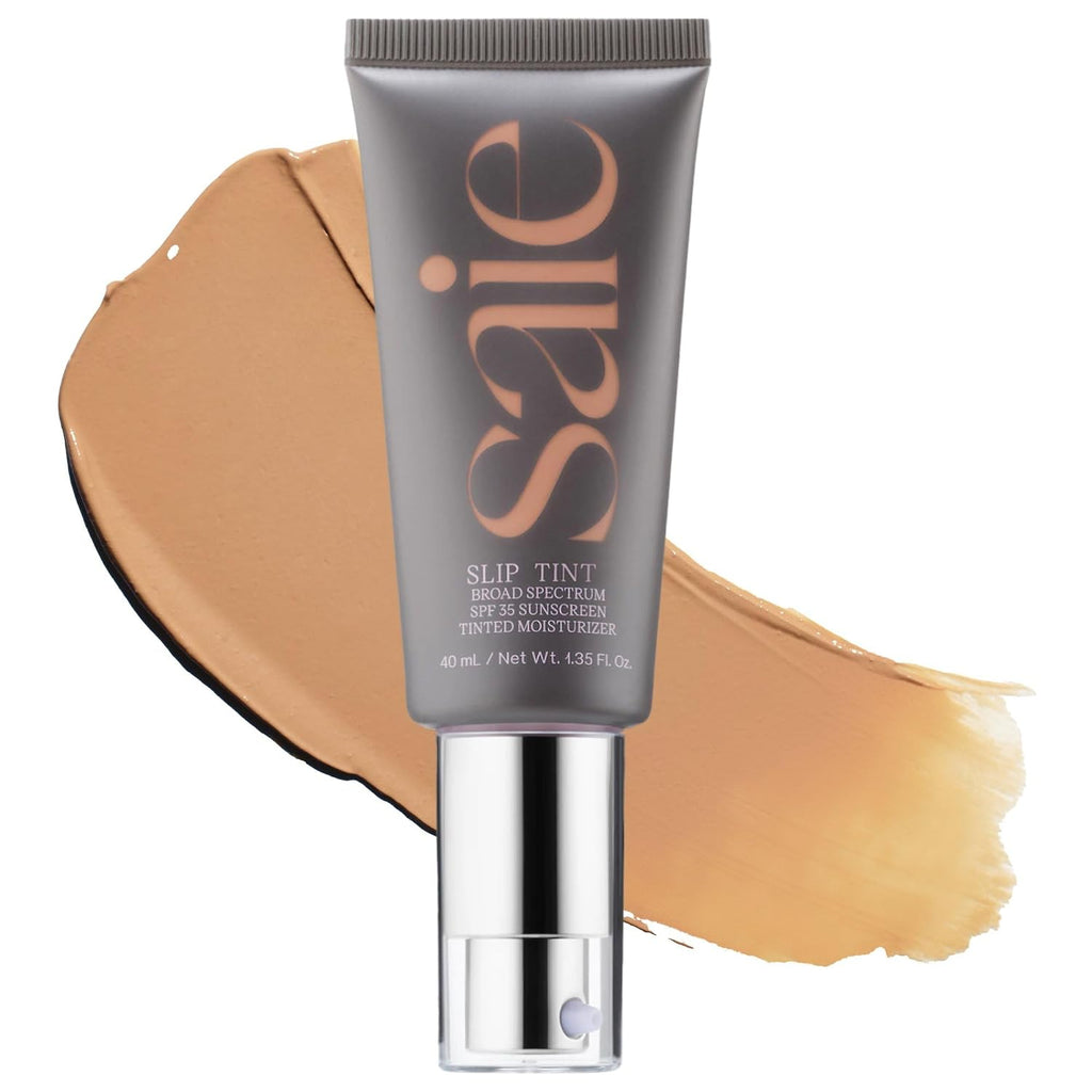 Saie Slip Tint Tinted Moisturizer With Spf 35 - Light Coverage, Glowy Skin Tint & Mineral Sunscreen For Face With Hydrating Hyaluronic Acid - Summer Makeup Essential - Shade Three + Half (1.35 Oz)