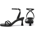 Athlefit Kitten Heels For Women Square Open Toe Strappy Heeled Sandals Ankle Strap Dress High Heels For Prom Party Wedding
