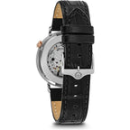 Bulova Men'S Classic Aerojet 3-Hand Automatic Leather Strap Watch, Open Aperture, 40-Hour Power Reserve, Double Curved Mineral Crystal, 41Mm