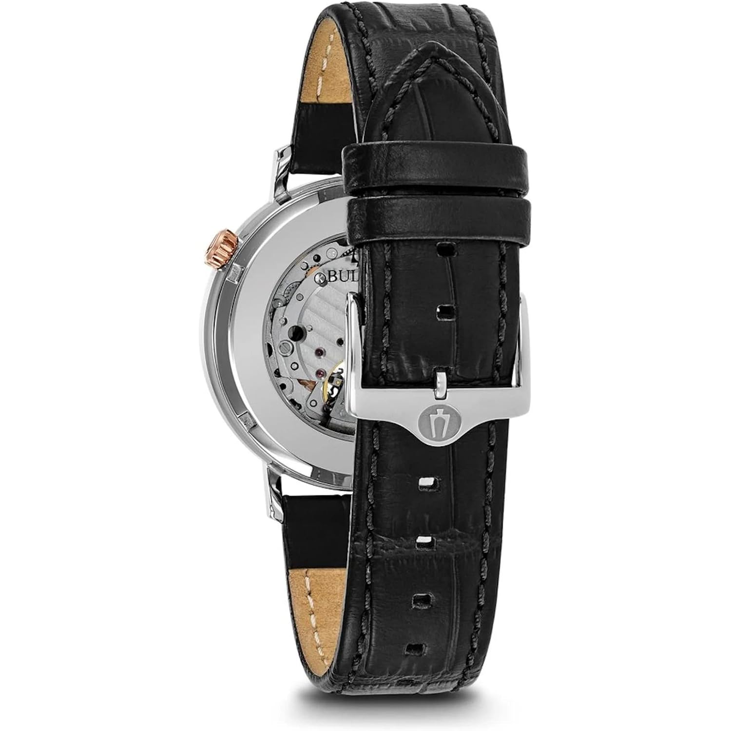 Bulova Men'S Classic Aerojet 3-Hand Automatic Leather Strap Watch, Open Aperture, 40-Hour Power Reserve, Double Curved Mineral Crystal, 41Mm