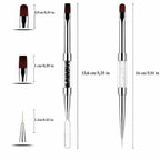 2PCS Dual-Ended Nail Art Brushes Set – Gel Nail Brush, Spatula & Liner Brush – Nail Art Tools for Builder Gel, Nail Polish Application, DIY Manicure & Salon Use