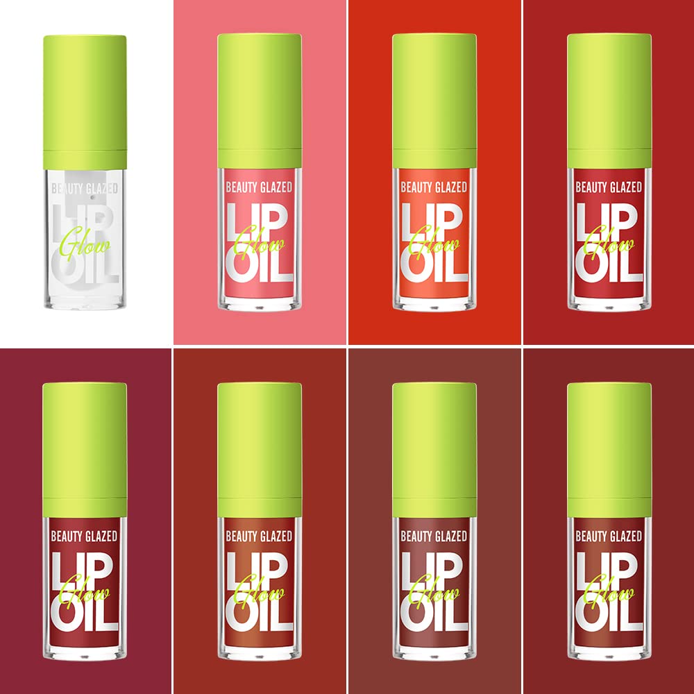 Beauty Glazed Big Brush Head Lip Oil, Ultra-Hydrating & Nourishing, Smooth Glossy Finish Lip Glow Oil, Shiny and Vegan Tinted Lip Gloss, Non-Sticky Formula (102# KISSY)