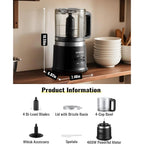 Food Chopper, 4 Cup Mini And Fast Food Processor, Electric Meat Grinder With 2 Speed, 4 Stainless Steel Blades, And Whisk, 400W Power For Chopping, Mixing, Emulsifying, Puree And Whisking, Bpa-Free