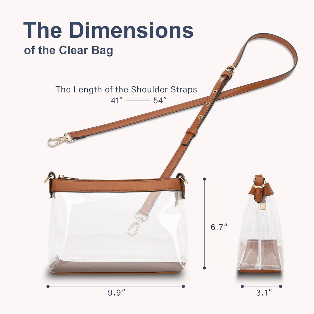 Wuflyover Clear Bag for Stadium Events, Clear Purses for Women, Stadium Approved Crossbody Bag
