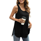WIHOLL Loose Fit Tank Tops for Women Scoop Neck Summer Side Split Sleeveless Shirts 2026 Fashion