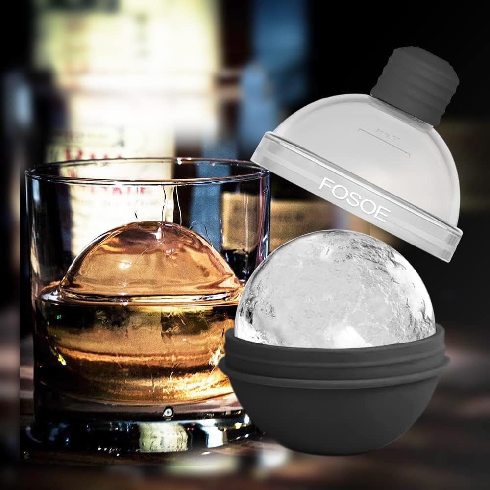Silicone Ice Ball Molds For Whiskey - Set Of 4 Round Makers With Lids For Cocktails, Bourbon, And Drinks