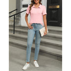 Womens Polo Shirts Short Sleeve Button Lapel Collared Summer Tops Business Casual Basic Tees