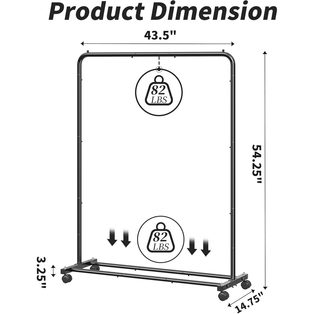 Simple Trending Clothing Rack For Hanging Clothes, Portable Garment Rack With Bottom Shelf, Metal Clothes Rack On Wheels For Bedroom, Laundry Room, Black