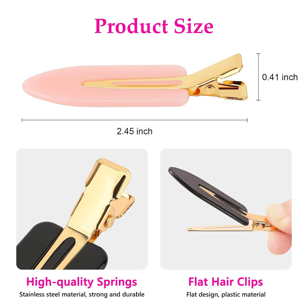 D 6 Pcs Creaseless Hair Clips No Bend No Crease Hair Clip Makeup Clips For Women And Girls Flat Hair Clips For Hairstyling Salon Golden Handle