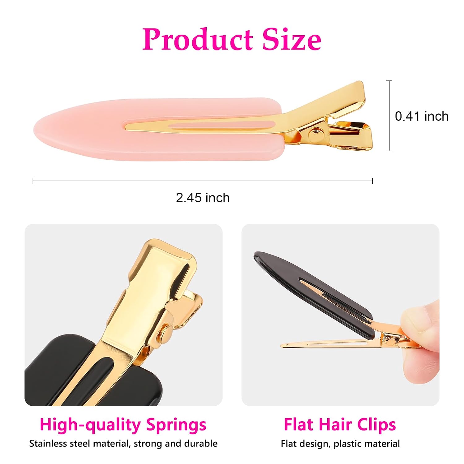 D 6 Pcs Creaseless Hair Clips No Bend No Crease Hair Clip Makeup Clips For Women And Girls Flat Hair Clips For Hairstyling Salon Golden Handle