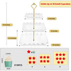 DAFURIET Dessert Cupcake Stand, 3 Tier Cup Cake Holder Tower for Tea Party/Birthday/Wedding, Plastic Tiered Serving Tray with Metal Rod, White
