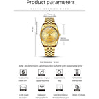 Dreaming Q&P Fq-043 Classic Golden Stainless Steel Male Female Crystals Quartz Wrist Watches For Man Woman Gold | Classic Golden, Male Female, Crystals, For Man Woman