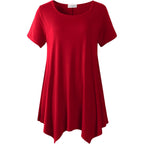 LARACE Short Sleeve Shirts for Womens Plus Size Tops Casual Summer Clothes Asymmetrical Tunic Blouses