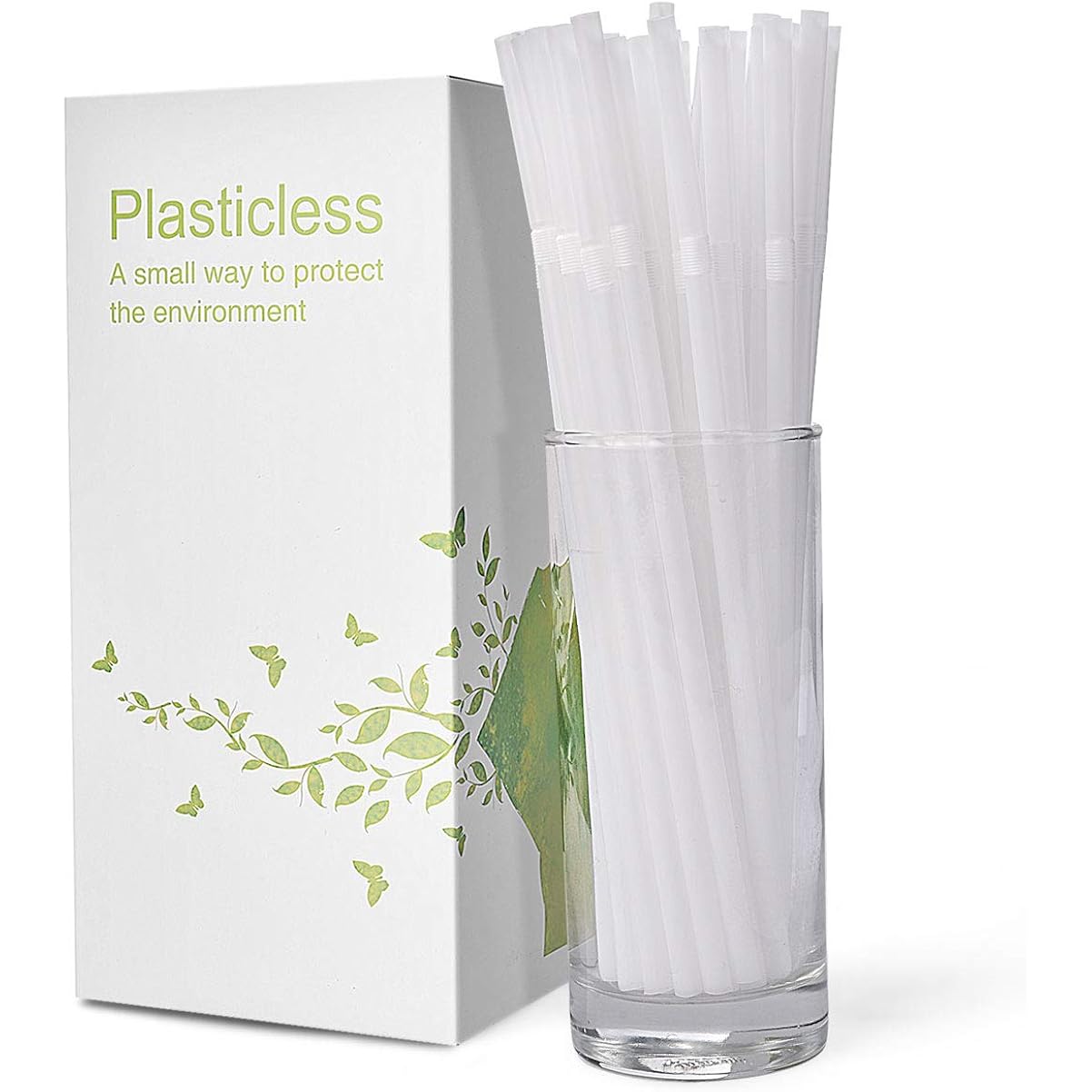 200 Count 8.25" Eco-Friendly Bendable Compostable Pla Straws - Ktob Plasticless Biodegradable Flexible Drinking Straws