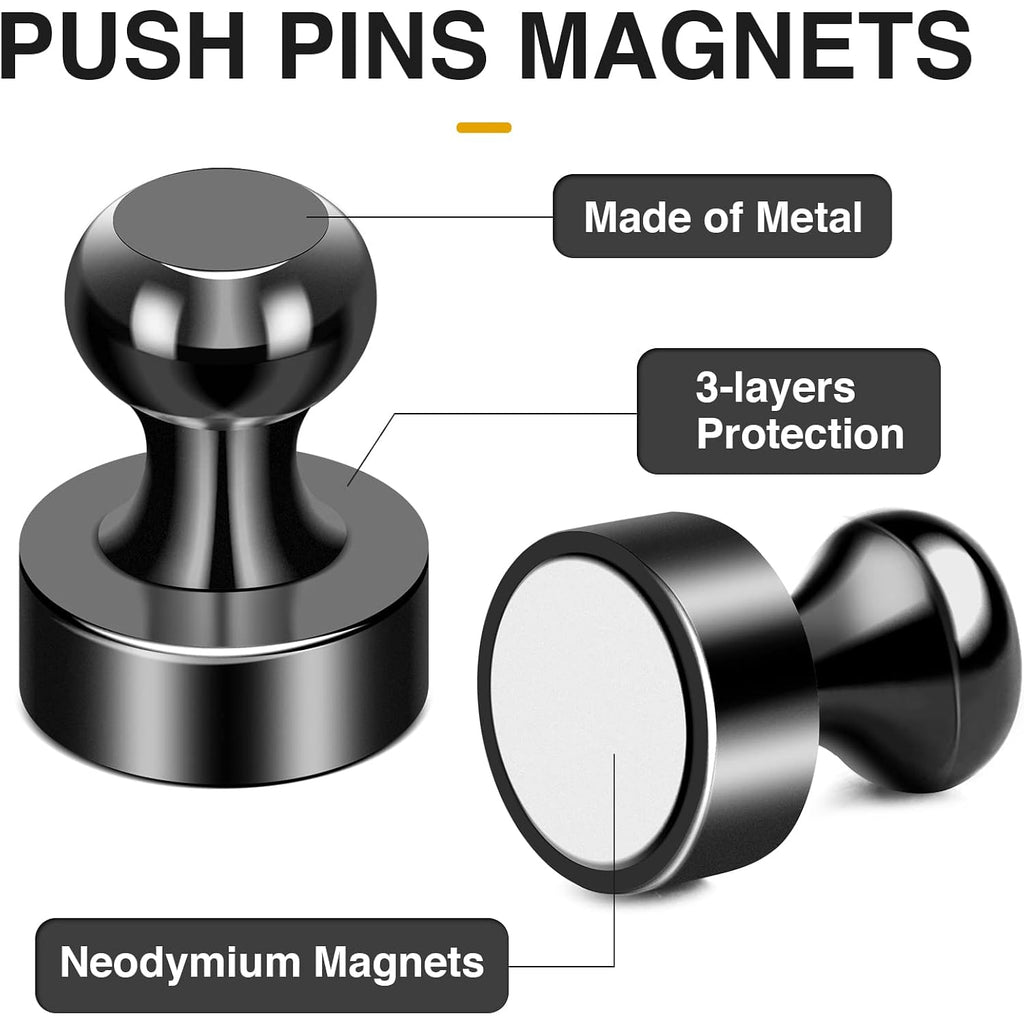 30Pcs Fridge Magnets Refrigerator Magnets Strong For Pictures, Black | For Pictures Refrigerator Whiteboard Classroom Office Locker