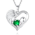 FANCIME Mom Birthstone Necklace Mother and Child Love Heart Necklace I Love You Mom Gifts Mothers Day Birthstone Jewelry Gifts for Grandmother Women Wife, 16"+2" Inches