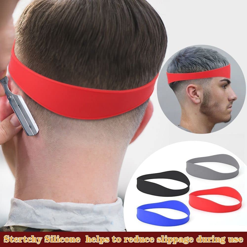Neckline Shaving Template, Trimming Guide For Men Haircut, Red | Diy Self Home Haircutting System, Clean And Straight Neck Hairline, Easy Use Tool, Soft Silicone Portable