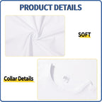 5 Pack White Polyester T-Shirts For Sublimation, Crew Neck, Short Sleeve