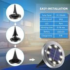 4.6Inch Solar Ground Lights 12Packs, Garden Solar Outdoor Waterproof Pathway Bright In-Ground Landscape Lights For Patio, Lawn, Yard, Driveway, Step And Walkway(White Light)