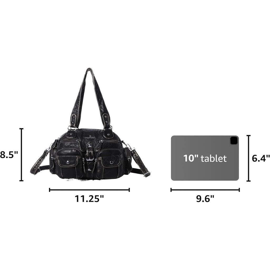 Angel Kiss Hobo Crossbody Purses For Women Shoulder Bag Multipocket Soft Hobo Purses Removable Strap Leather Handbags