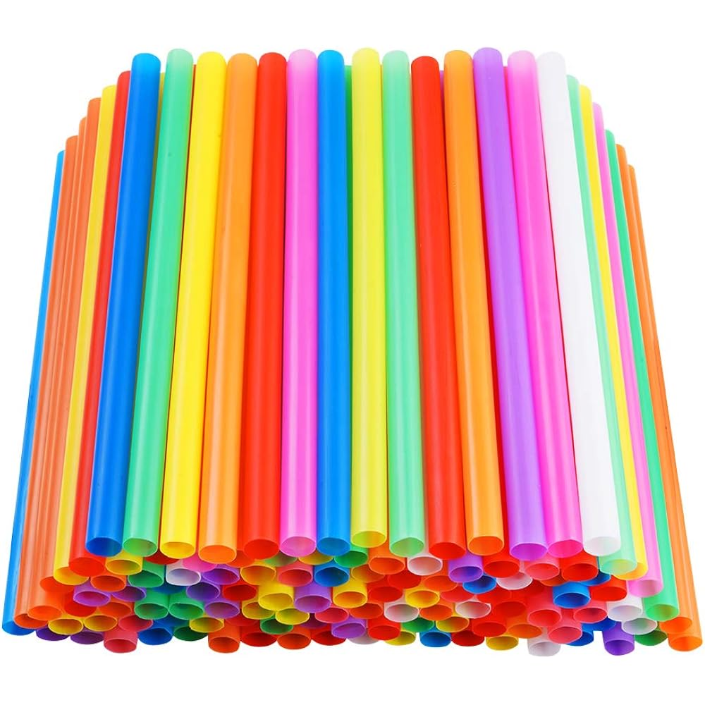200 Pcs Jumbo Smoothie Straws,Colorful Disposable Plastic Large Wide-Mouthed Milkshake Straw (0.43" Diameter And 8.2" Long) 8 Colors Mixed