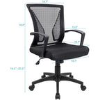 Furmax Office Chair Ergonomic Computer Desk Mesh Chair Mid Back Swivel Lumbar Support with Armrest (1, Black)