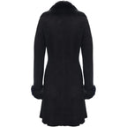 Infinity Leather Ladies Warm Black Suede Merino Shearling Sheepskin Coat With Toscana Collar