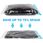 Compression Bags - Travel Essentials - 12 Pack Space Saver Bags - No Vacuum Pump Or Air Extractor Is Needed - Storage Accessorie And Home Packing Organizers (Transparent)
