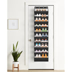 10 Tier Clear Over The Door Shoe Organizer Storage, Deep Pockets Large Hanging Shoe Rack For Closet Door, Fit 20 Pairs Shoe Holder Hanger For Sneakers, Boots (Black)