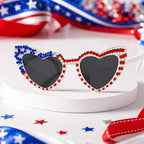SVKN 4th of July Sunglasses, Patriotic Red White Blue Beads Glasses for Independence Day Decorations & Accessories Flag